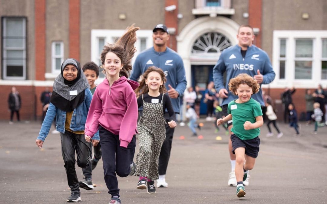 The Daily Mile: All Blacks visit local school children in Edinburgh