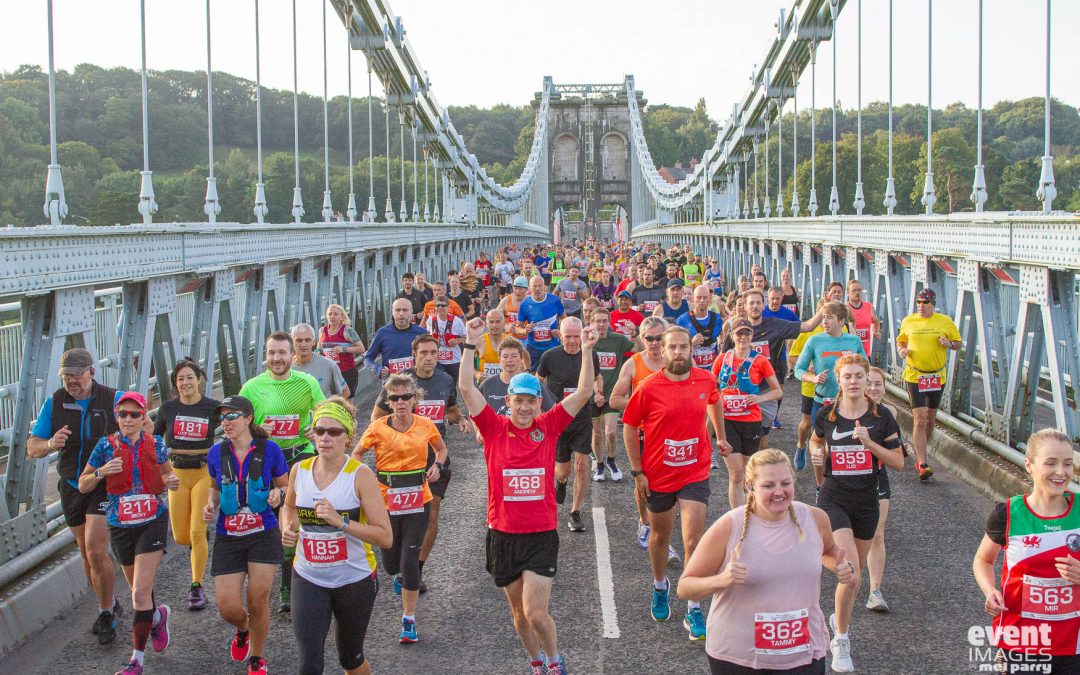 Always Aim High Events: Iconic Menai Suspension Bridge Rejoins Jones o Gymru Anglesey HM & 10k